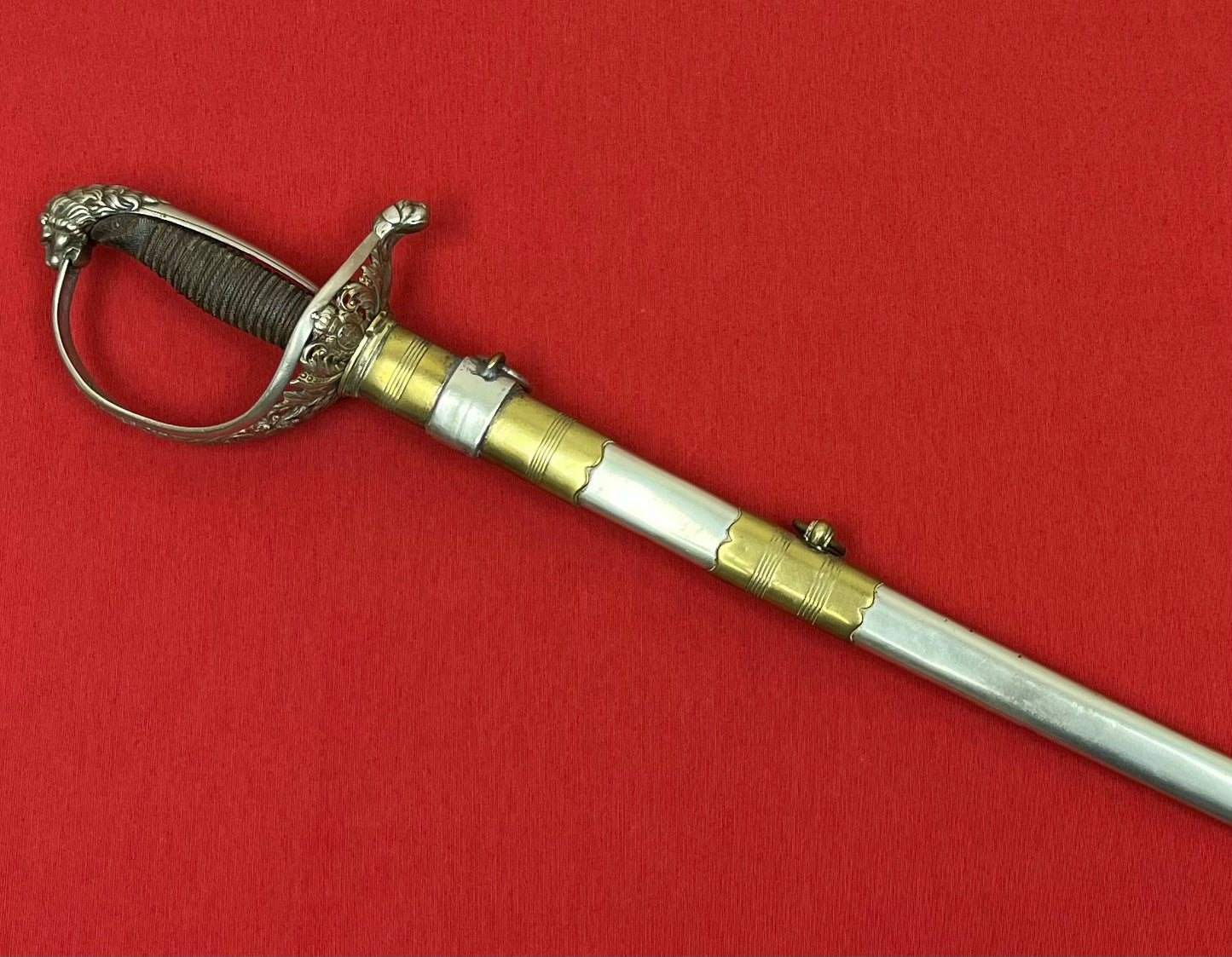 Pre-Spanish American War Spanish Officer’s (High Ranking) Silver Hilted Lions Head Sword Toledo Dated 1860