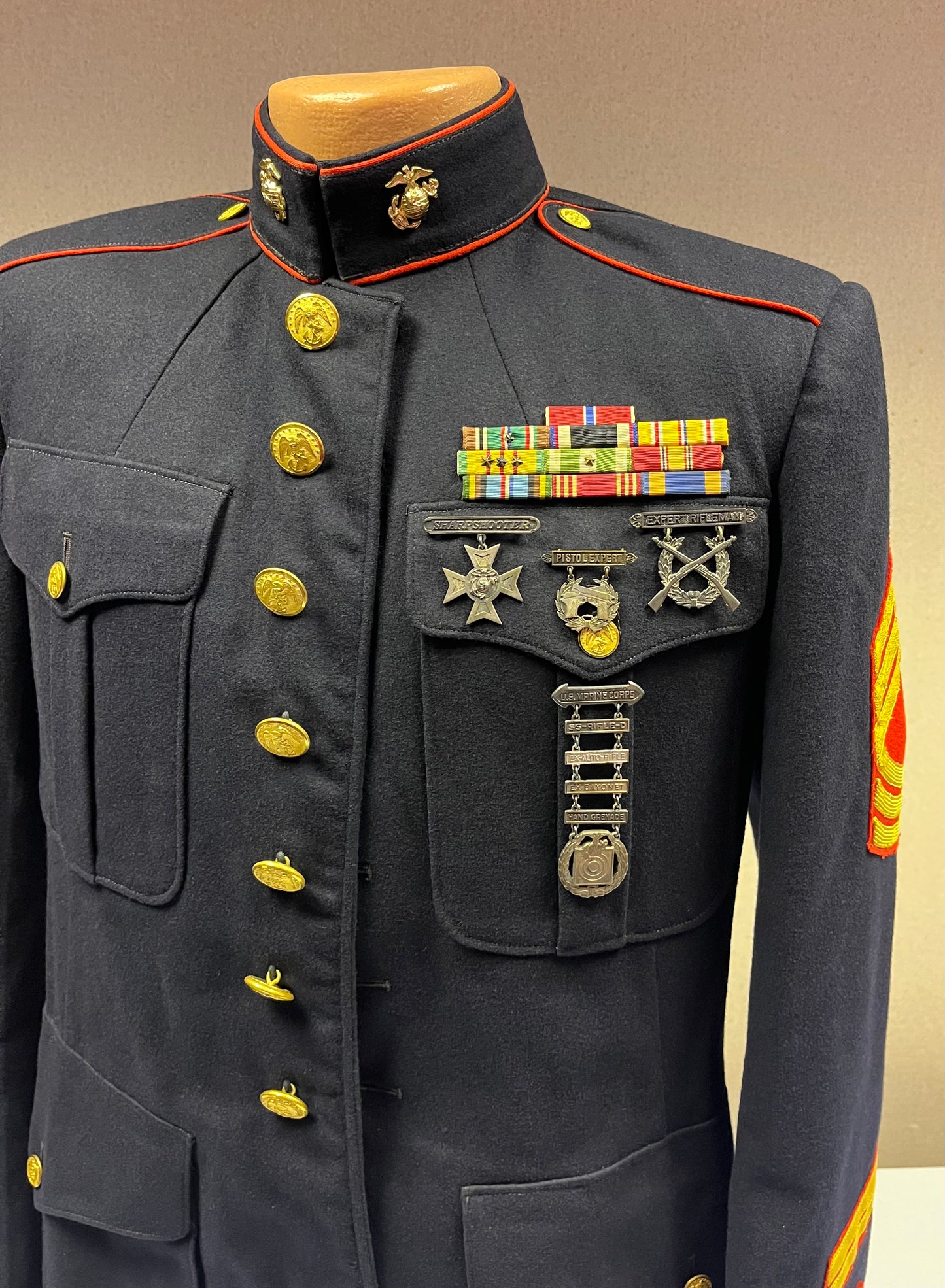 USMC Marine Corps Dress Blues Uniform Grouping (WW2 through Vietnam)