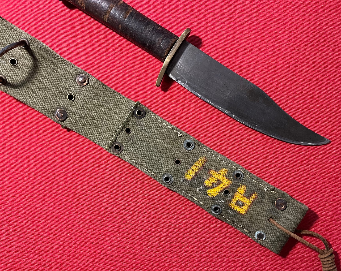 WW2 U.S Fighting Knife "Bowie Style" Theater Made with Untypical Belt Scabbard