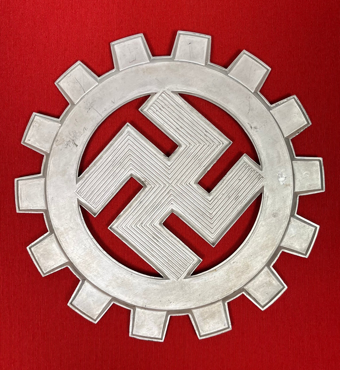 Original German WWII DAF Labor Front Aluminum Wall Plaque/Sign (Deutsche Arbeitsfront) 8 Inches