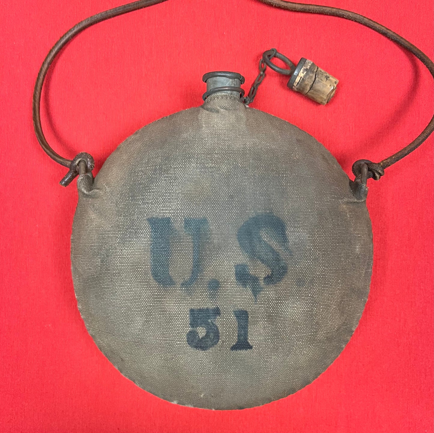 Original U.S. Indian Wars M1878 Canteen & Leather Shoulder Strap