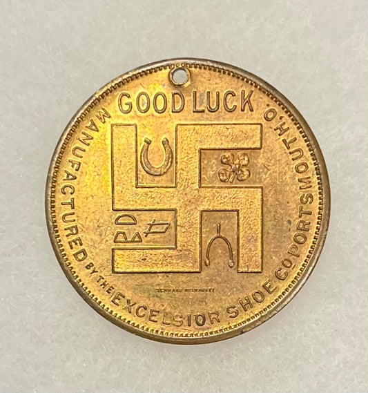 1910 Boyscouts of America “Swastika” Advertising Token Scarce (Shoe For Boys) Excelsior Shoe Co.