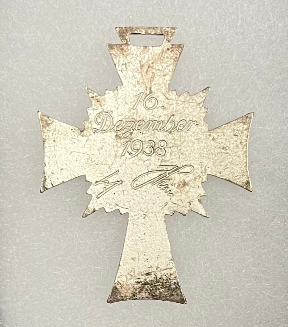 WWII Era German Mother’s Cross (Ehrenkreuz der Deutschen Mutter) In Silver