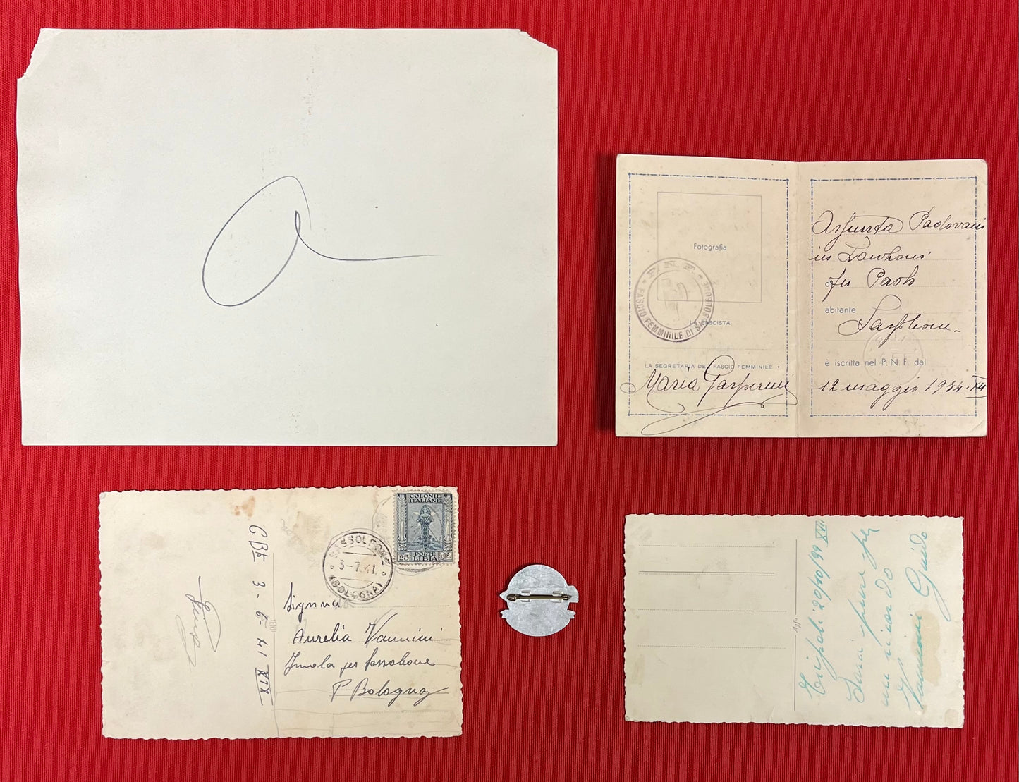 WWII Fascist Youth (GIL) Victory Tinnie & Membership Card + Photos (Scarce)