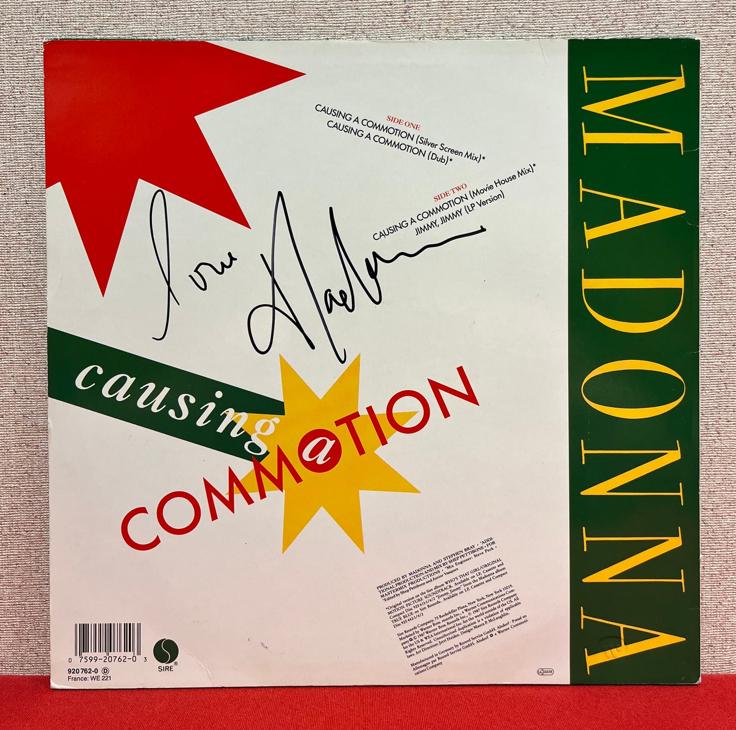 Madonna (Autographed) Causing a Commotion / Jimmy Jimmy 80’s European SIGNED!!!