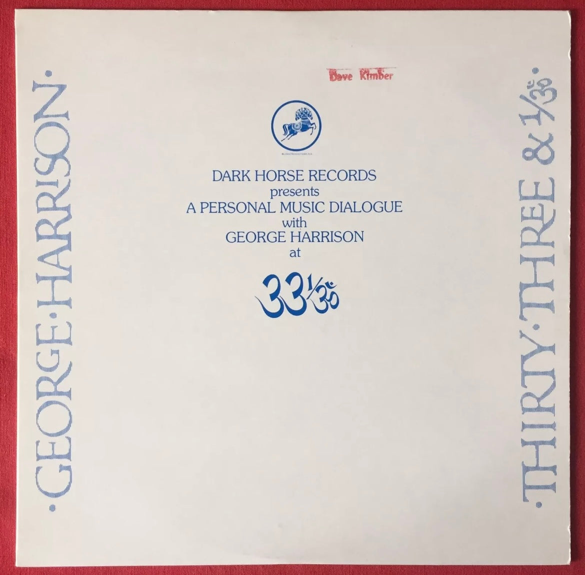 George Harrison- A Personal Music Dialogue (Promo Copy) Dark Horse Record / Beatles