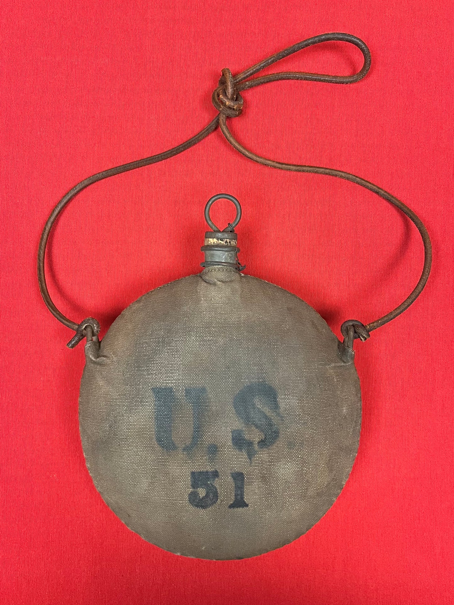 Original U.S. Indian Wars M1878 Canteen & Leather Shoulder Strap