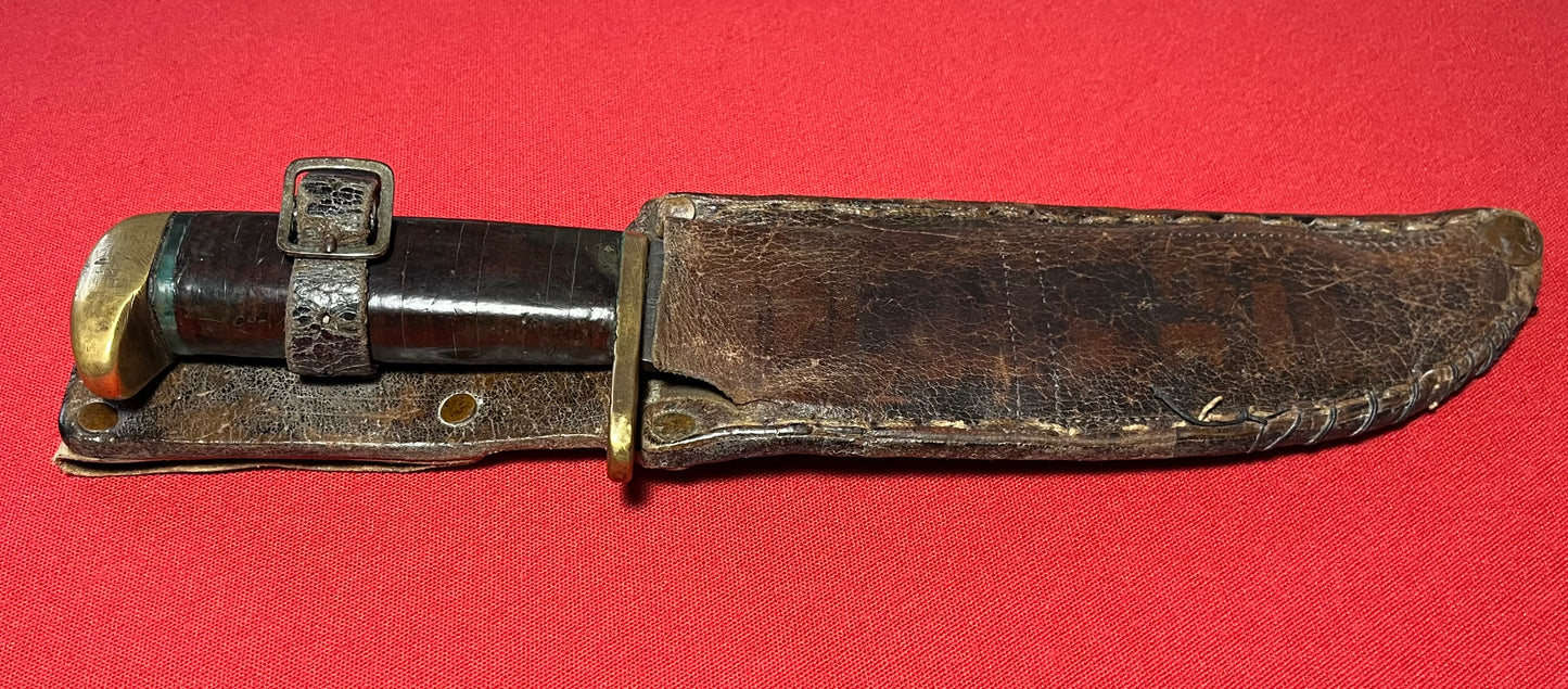 WW2 U.S Fighting Knife "Bowie Style" Theater Made with Named Scabbard