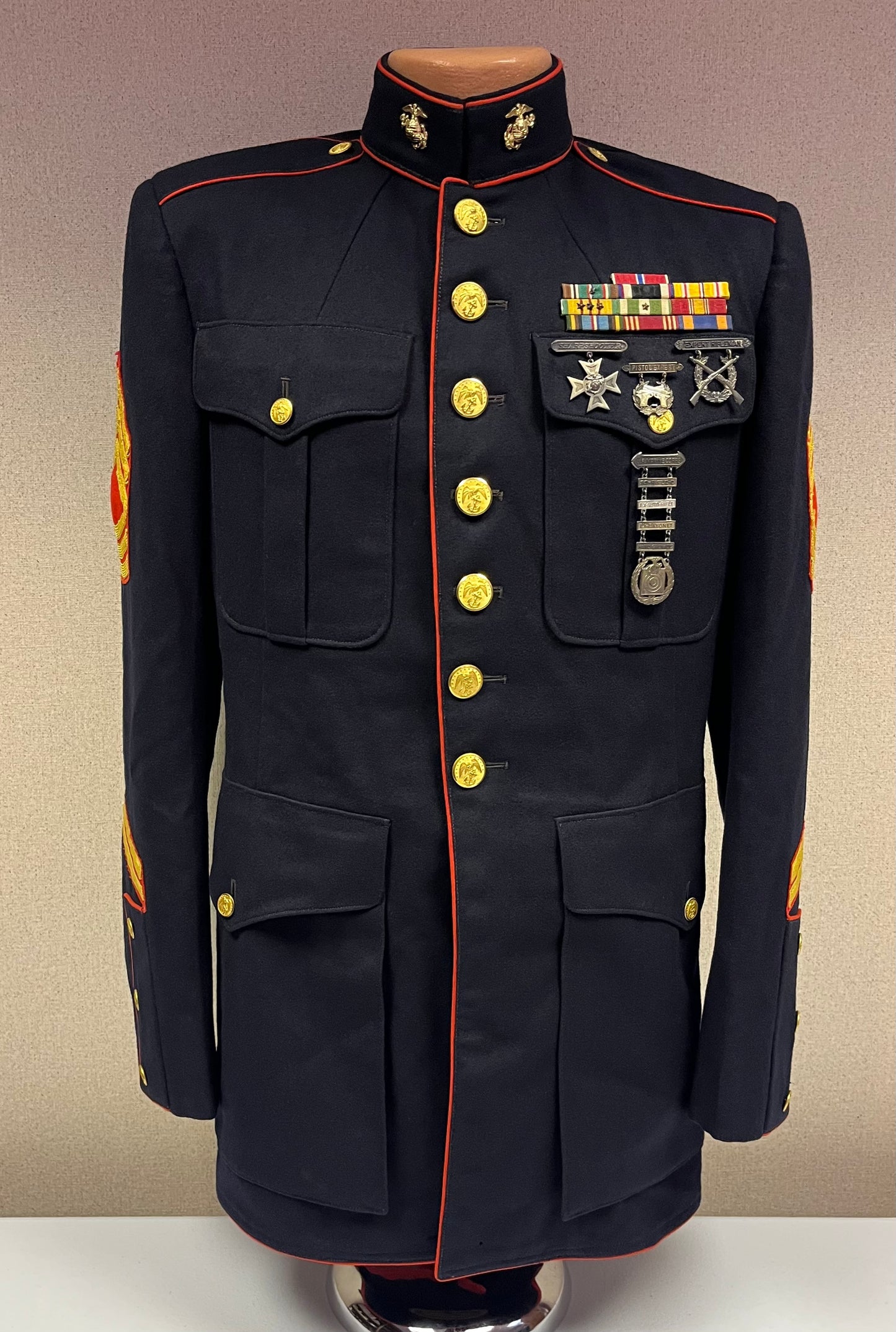 USMC Marine Corps Dress Blues Uniform Grouping (WW2 through Vietnam)