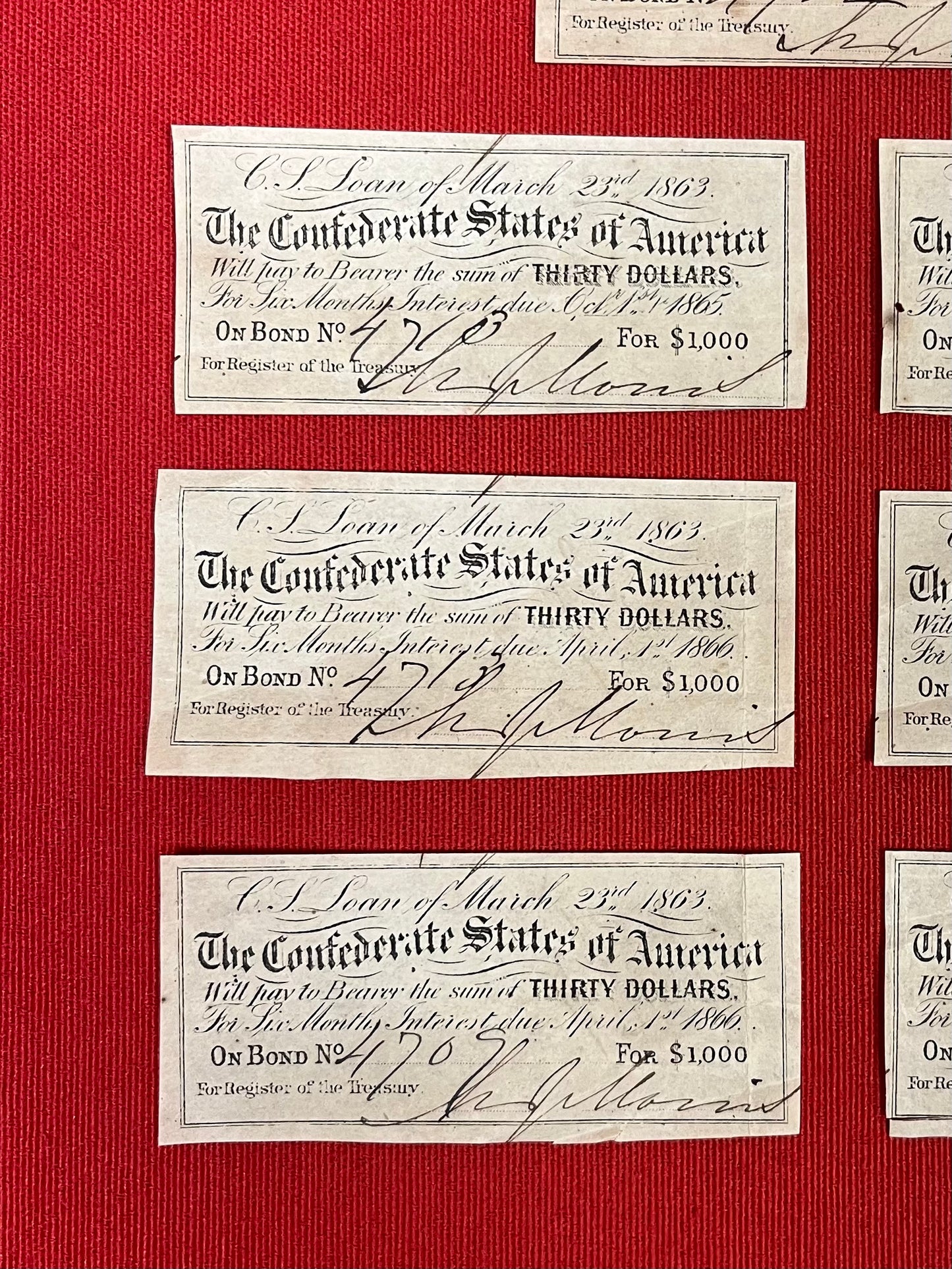 Authentic 1863 C.S.A $30 Civil War Confederate Bond/Notes