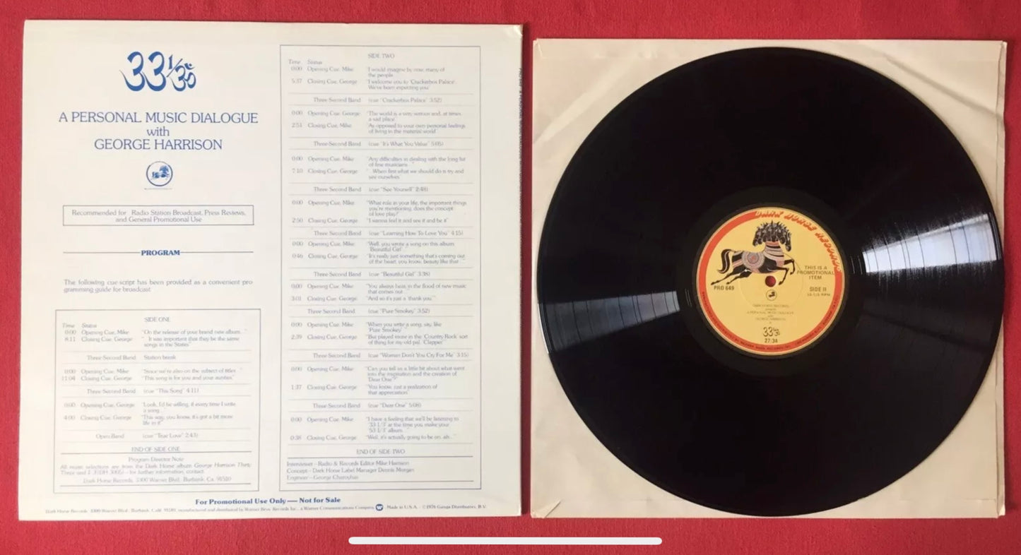 George Harrison- A Personal Music Dialogue (Promo Copy) Dark Horse Record / Beatles