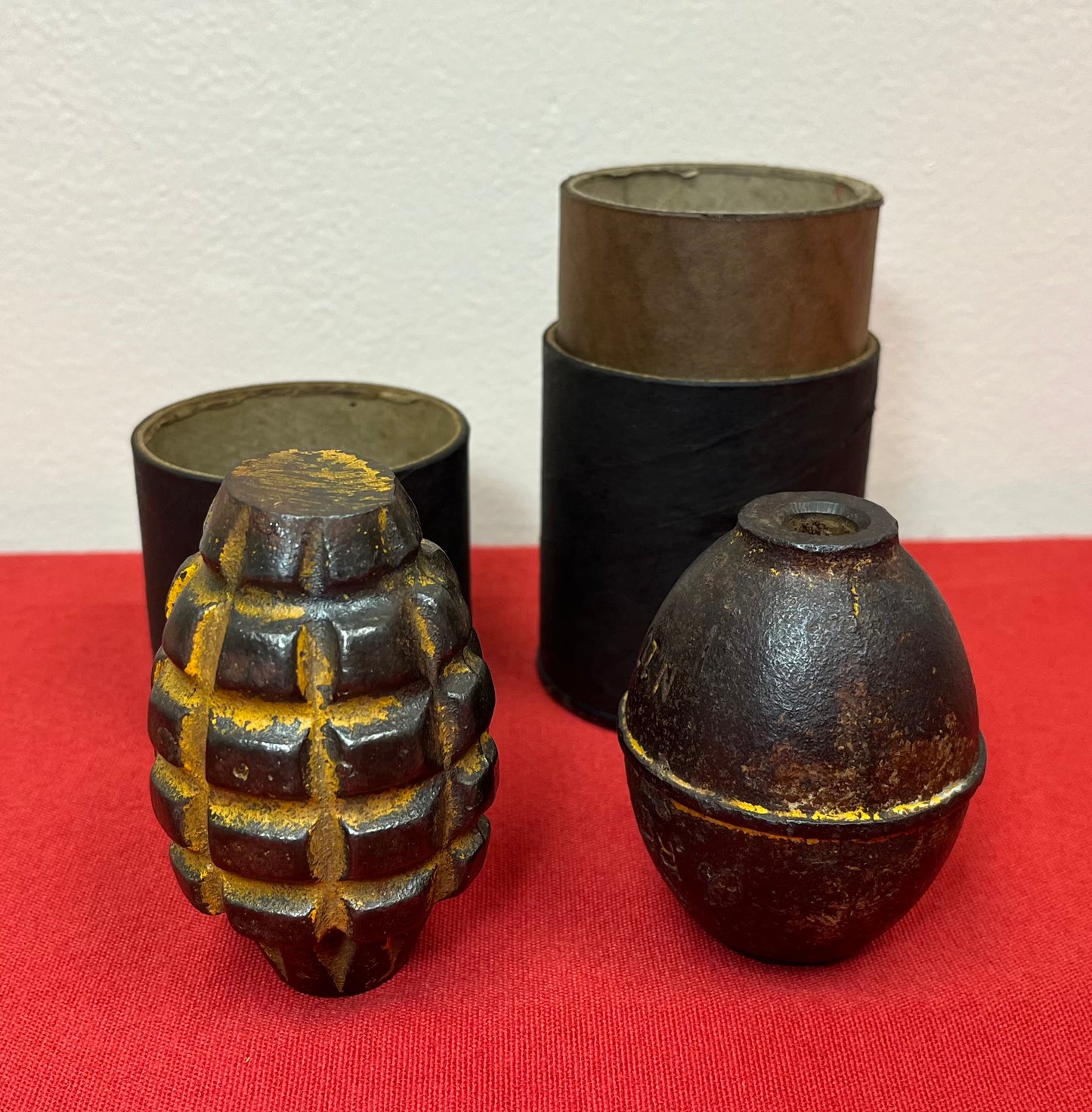 Authentic U.S. MkII Pineapple & M62 RFX55 (Inert) Practice Grenades W/ Tube