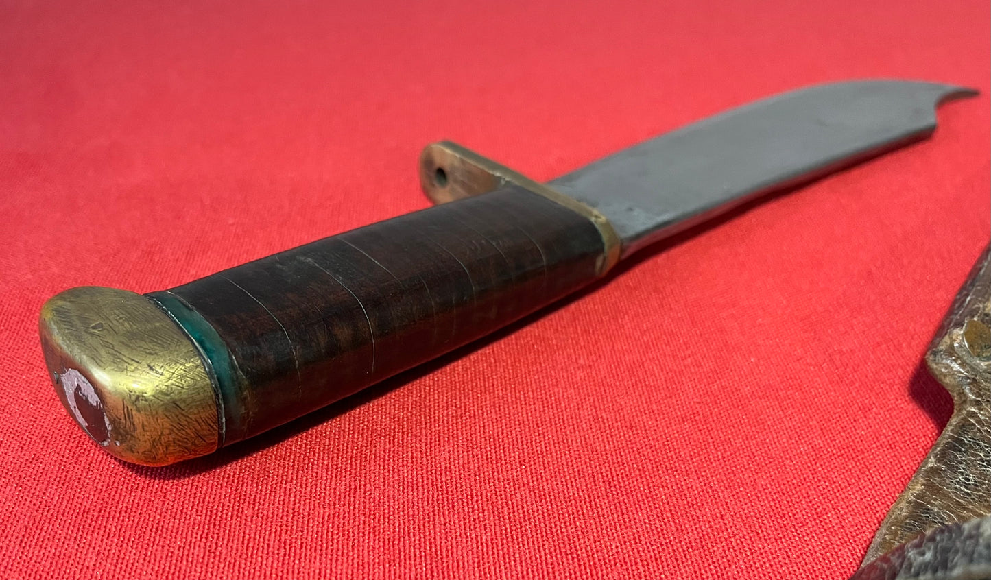 WW2 U.S Fighting Knife "Bowie Style" Theater Made with Named Scabbard