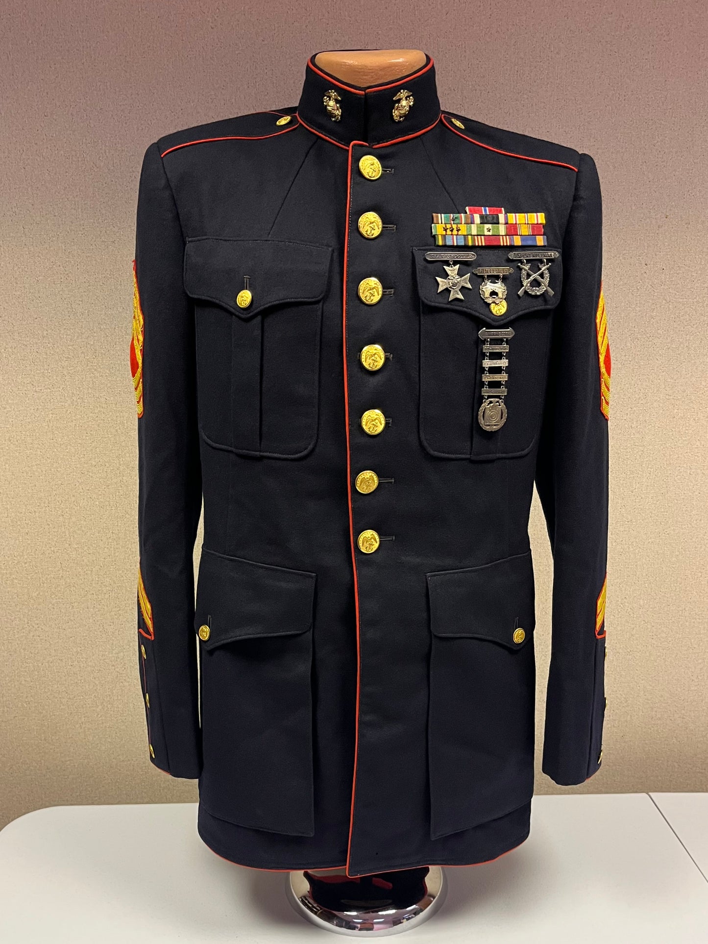 USMC Marine Corps Dress Blues Uniform Grouping (WW2 through Vietnam)