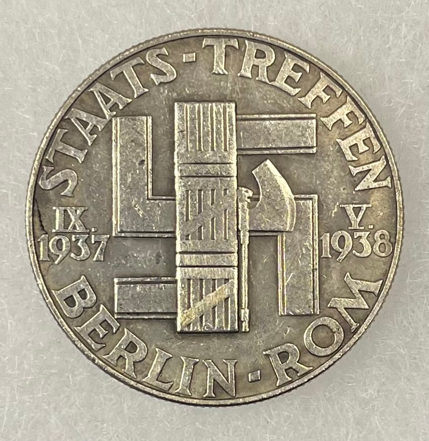 1938 German Medal “Staatstreffen” Mussolini-Hitler by F. Beyer