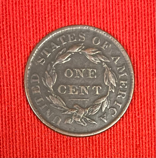 1837 Coronet Matron Head Large Cent Coin 1C Medium Letters VF-EF