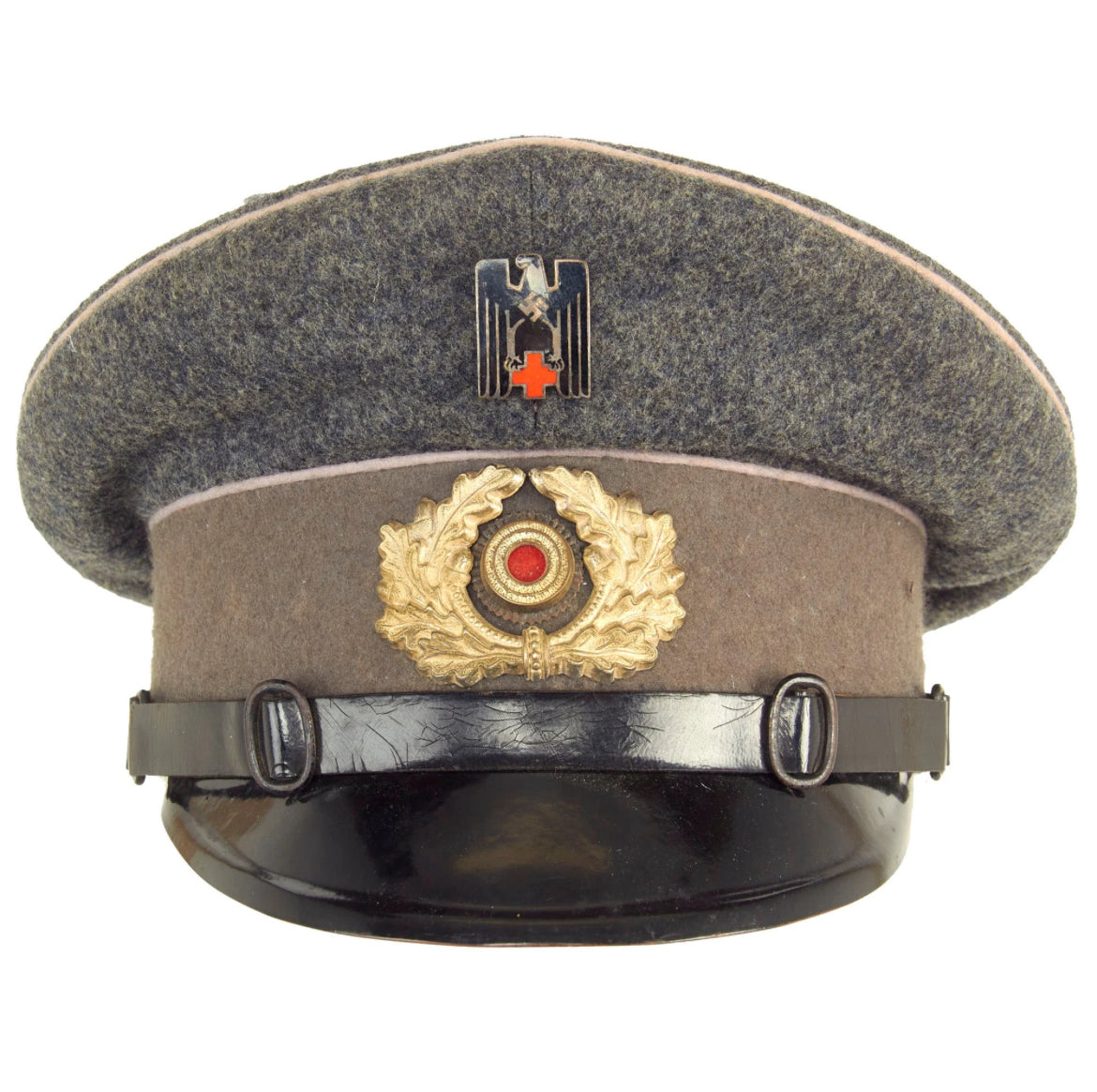 Original German WWII Red Cross DRK EM/NCO Visor Cap Insignia Badge