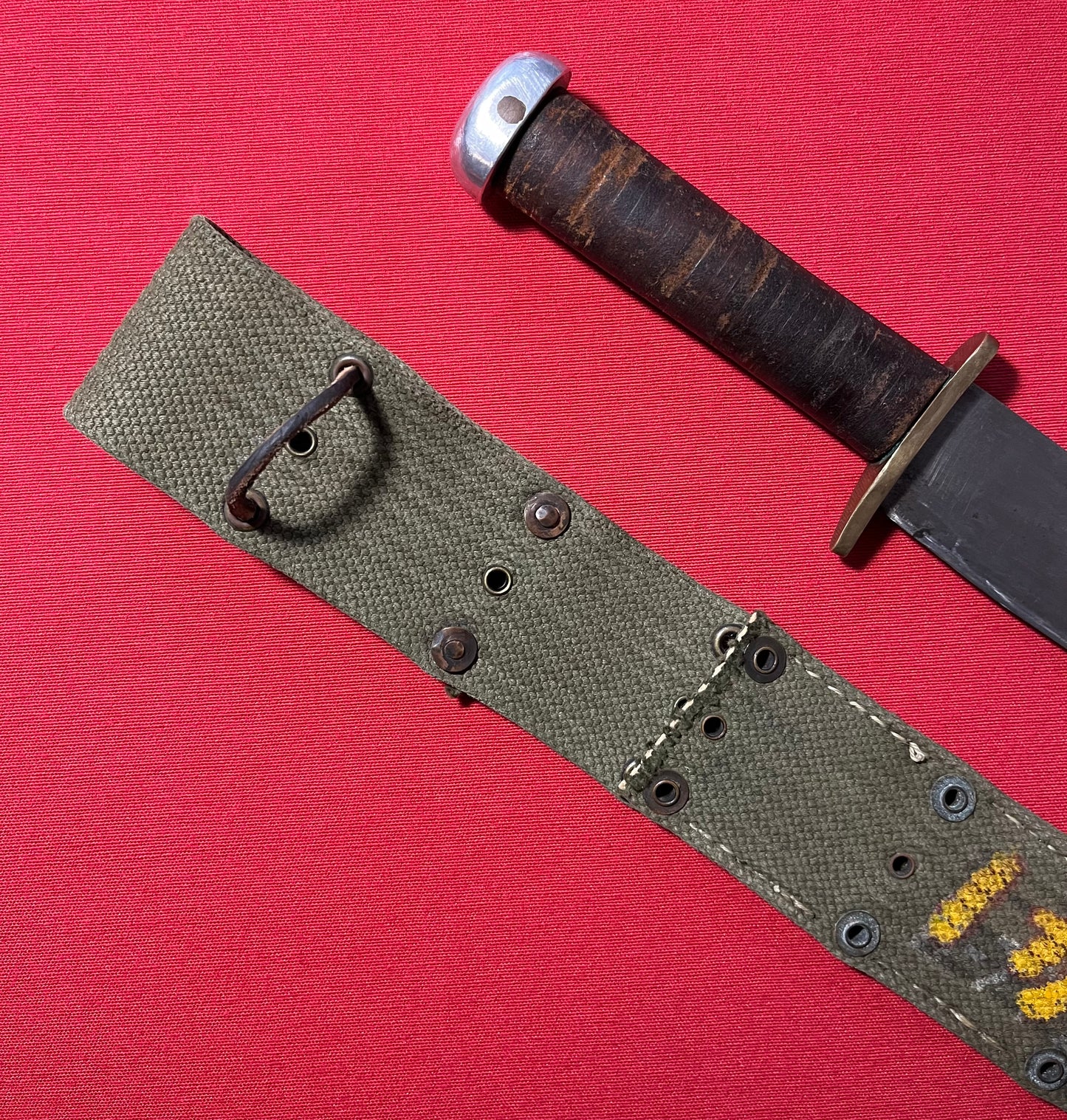 WW2 U.S Fighting Knife "Bowie Style" Theater Made with Untypical Belt Scabbard