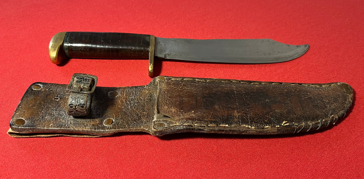 WW2 U.S Fighting Knife "Bowie Style" Theater Made with Named Scabbard