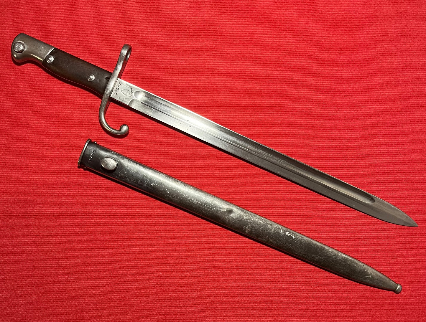 WW1 Era 1909 German Made Mauser Bayonet & Scabbard for Argentina / Matching Numbers