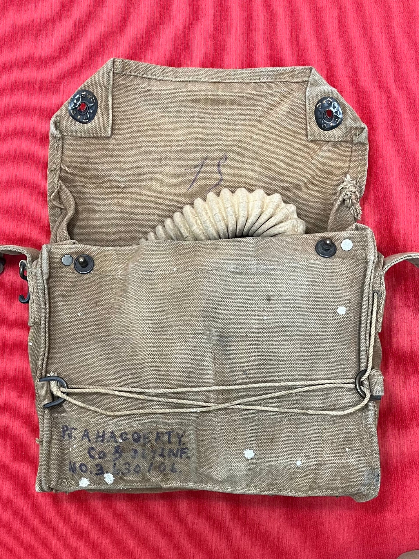 Original U.S. WWI M1917 SBR Gas Mask & Carry Bag - 91st Division Andrew Haggerty