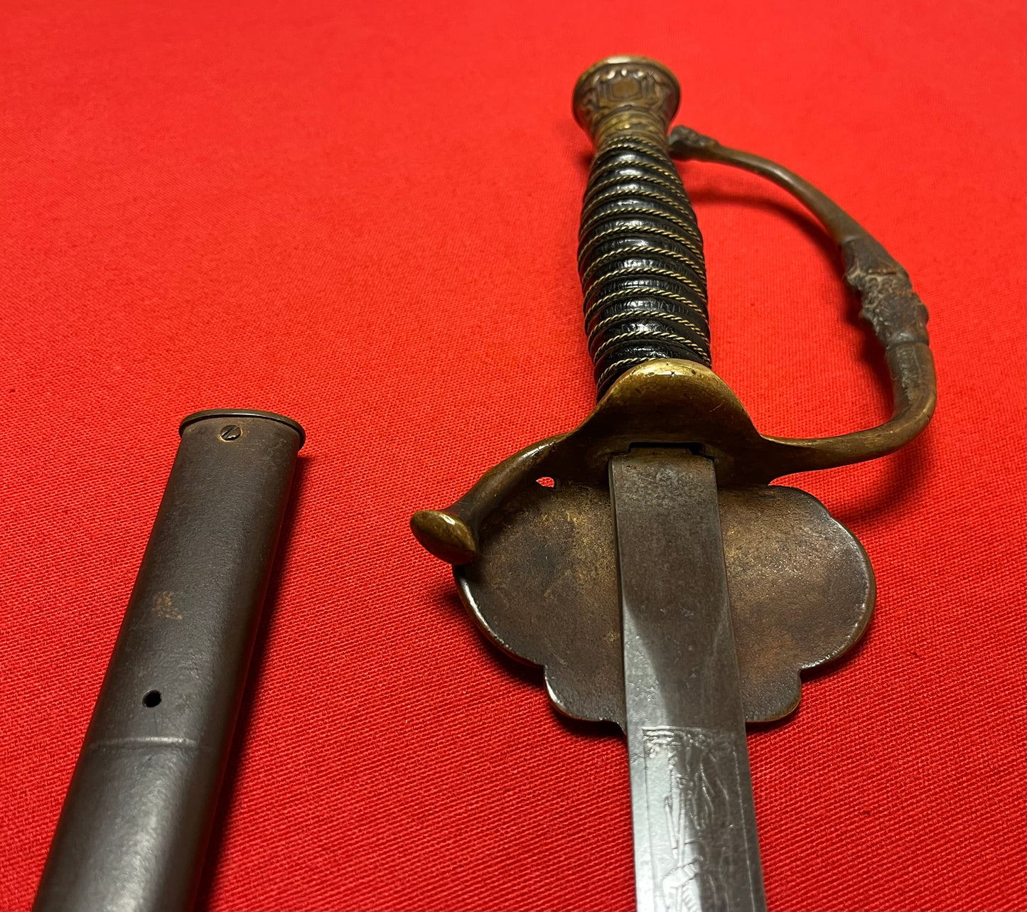 1800’s Sons of Veterans GAR Sword & Scabbard Etched Blade General Grant 1861-65