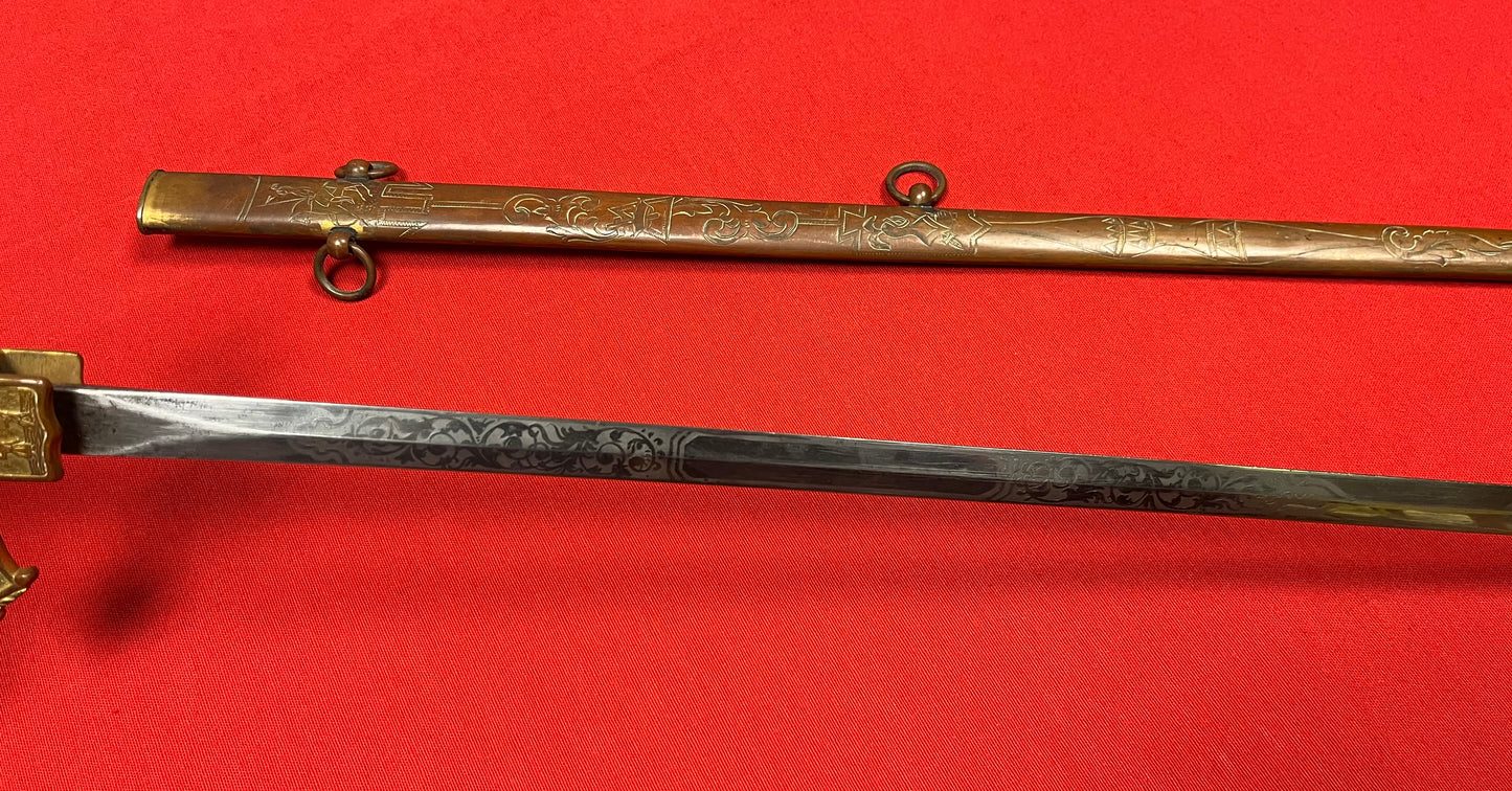 1872 Knights of the Golden Eagle Fraternal / Masonic Sword - Engraved