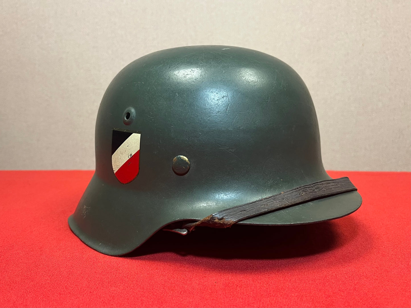 Authentic WWII German M1942 Helmet Repainted W/ Insignia Added