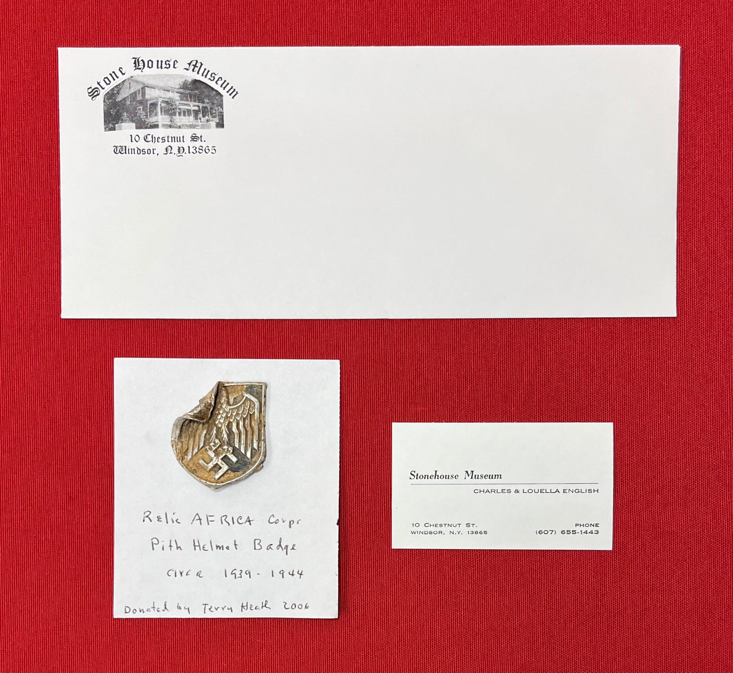 Original WWIl German DAK Sun/Pith Helmet Badge Relic - Stone House Museum