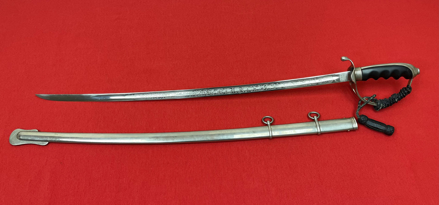 WW2 Era U.S. M1902 Officer’s Sword & Scabbard W/ Knot ENGRAVED