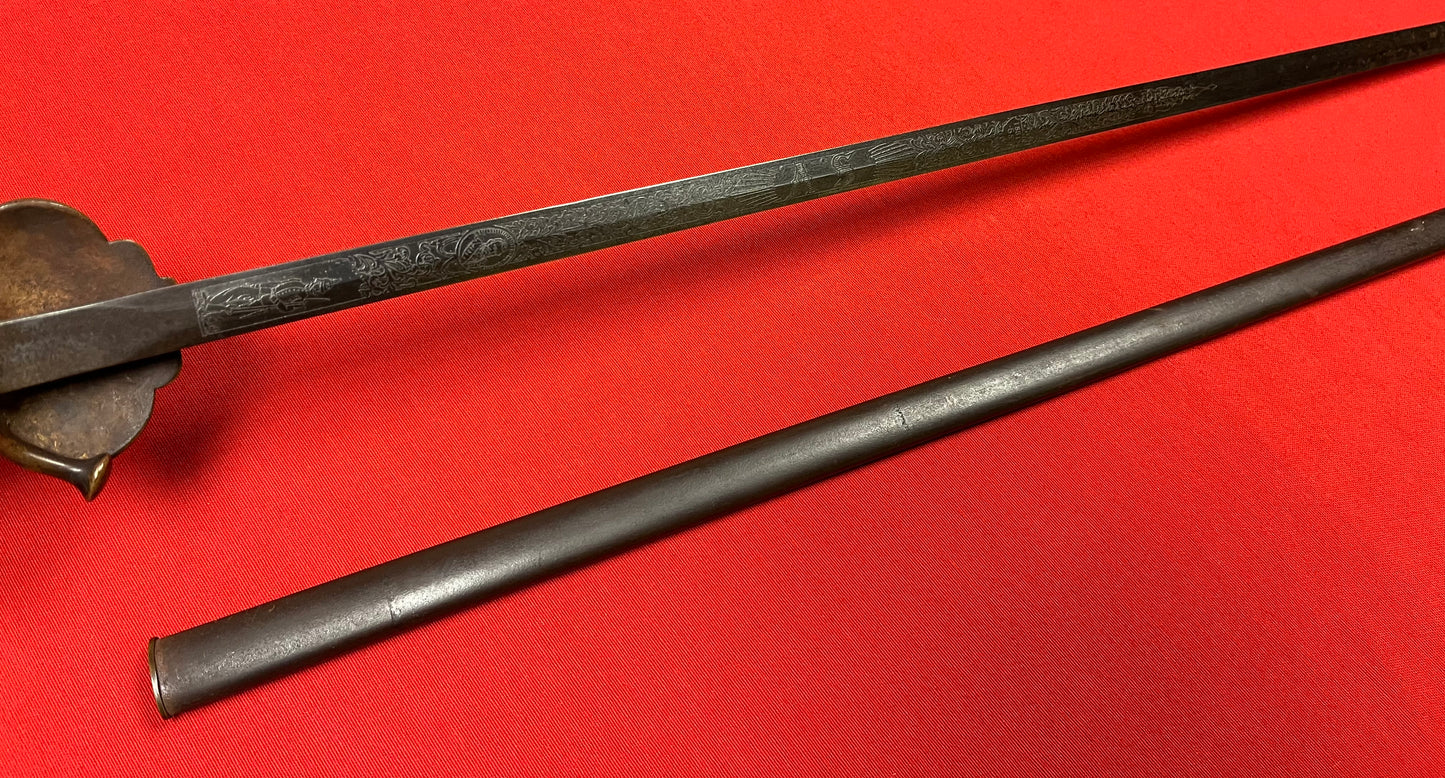 1800’s Sons of Veterans GAR Sword & Scabbard Etched Blade General Grant 1861-65