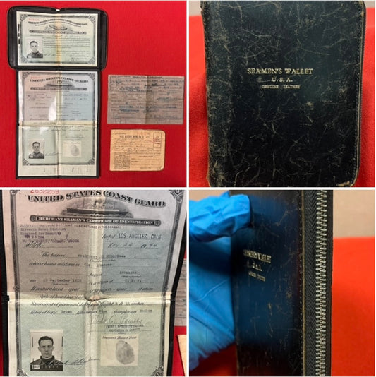 Original U.S. WWII Era Named Merchant Marine Seaman’s Identification Papers & Wallet