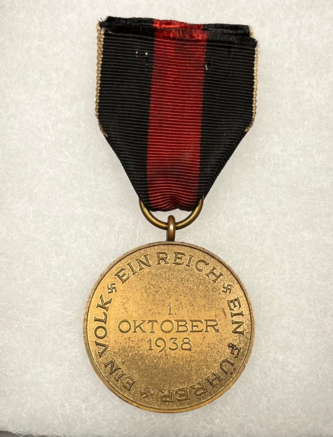 WW2 Era German 1st of October Commemorative Medal 1938 / Sudetenland