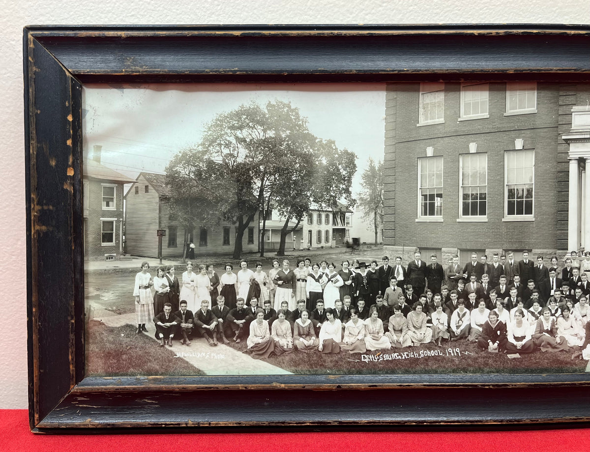 1919 Gettysburg High School (Panoramic) Photograph in Wooden Frame by Marian F. Willams - Gettysburg Battlefield Photographer