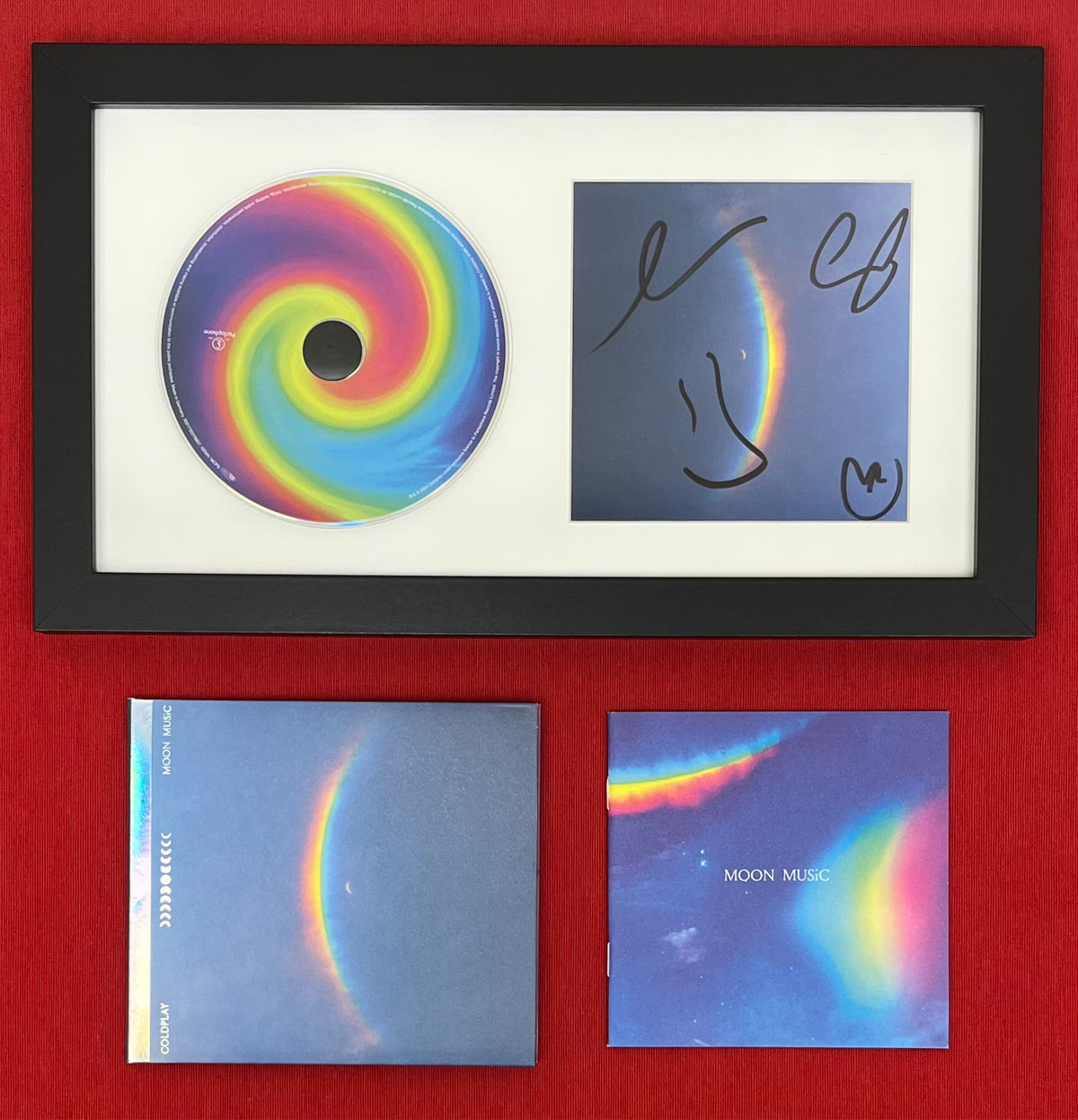 COLDPLAY- Band (Signed) Moon Music CD Booklet Framed JSA COA - 4 Autographs