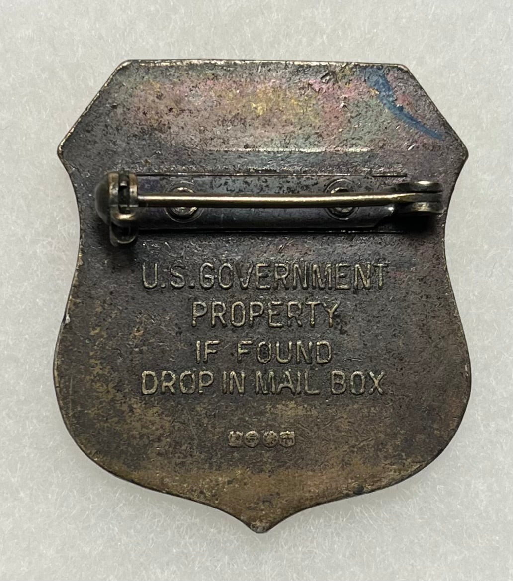 1960’S USPS US POST OFFICE EMPLOYEE BADGE #11654 LOS ANGELES , CA OBSOLETE