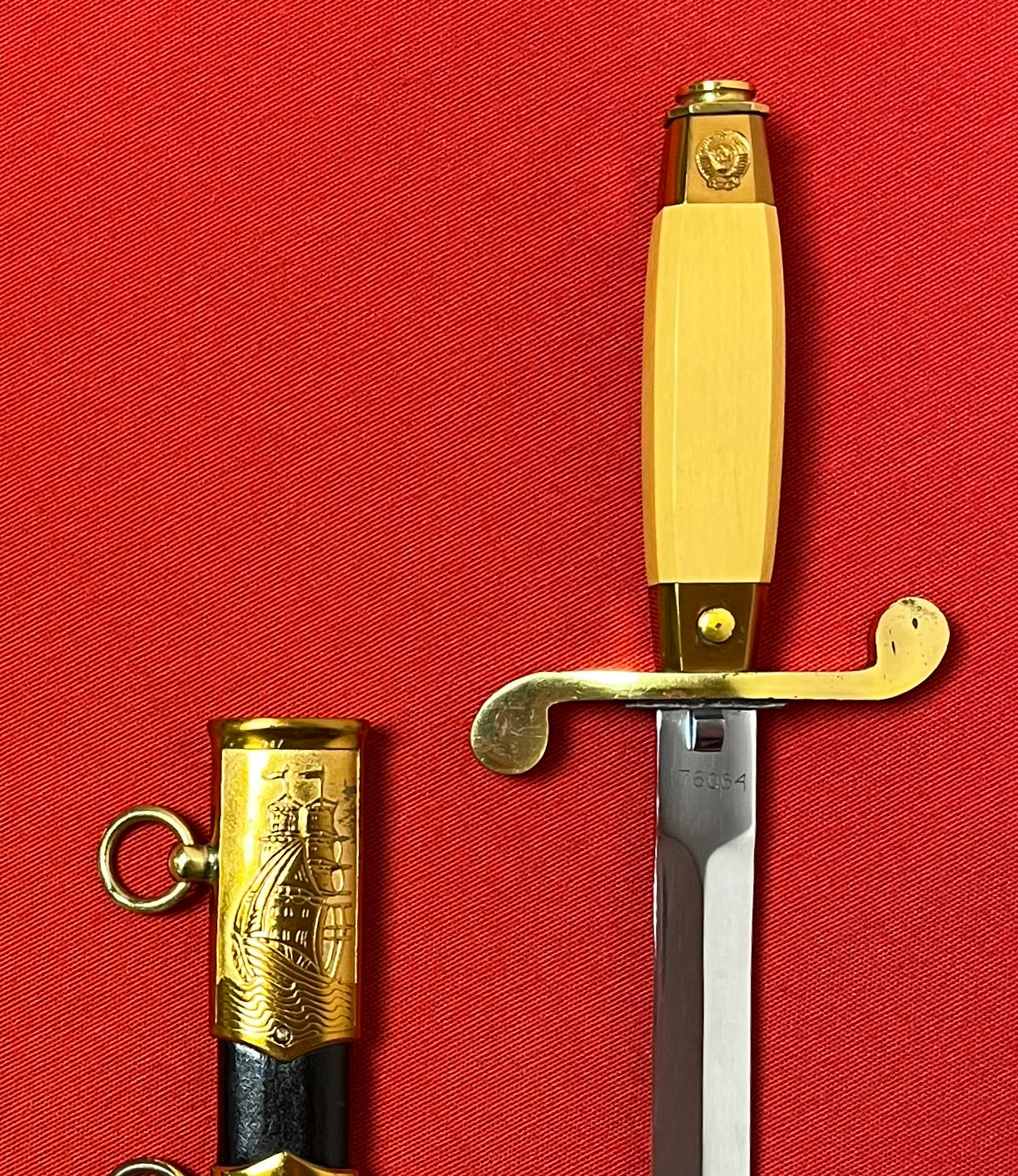 USSR Soviet Union Naval Officer's Dagger W/ Scabbard БУЛАM - Cold War Era