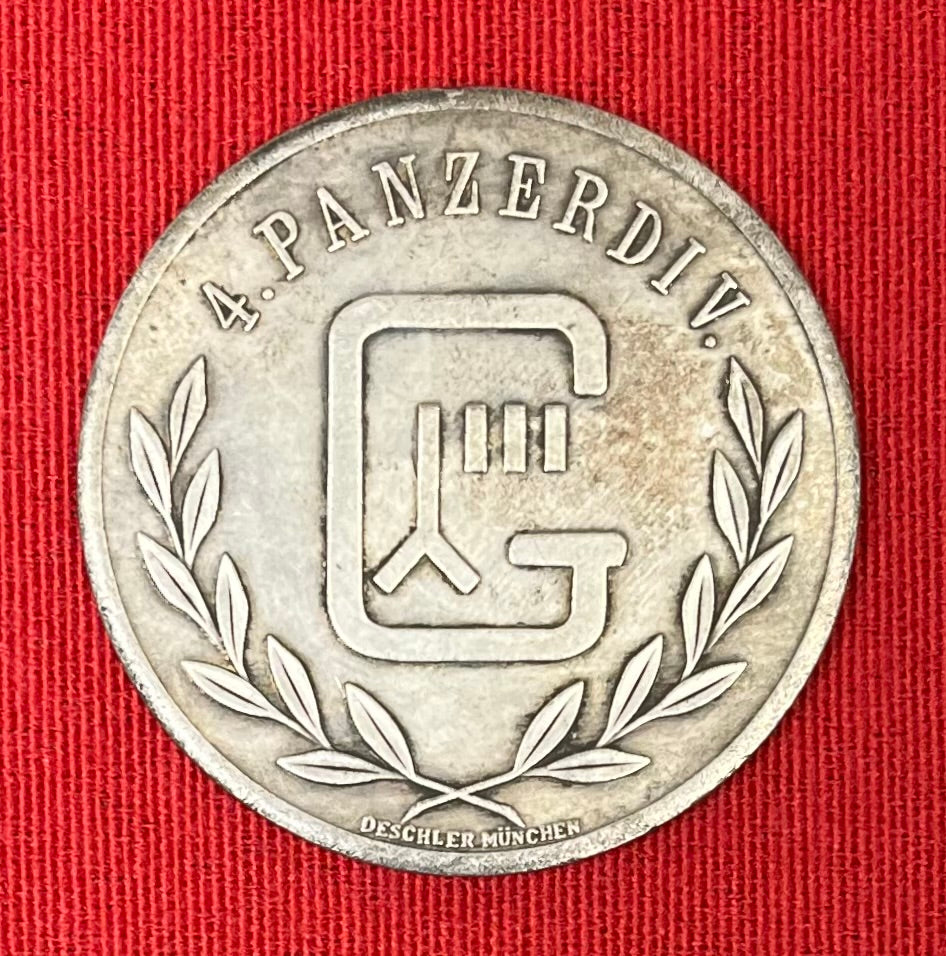 WW2 German 4th Panzer Division LARGE Commemorative Table Medal 1941-42