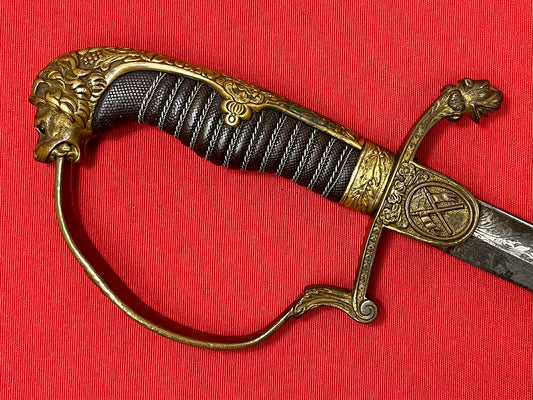 Pre WW1 Imperial German (Lions Head) Lancers Officer’s Sword - Engraved