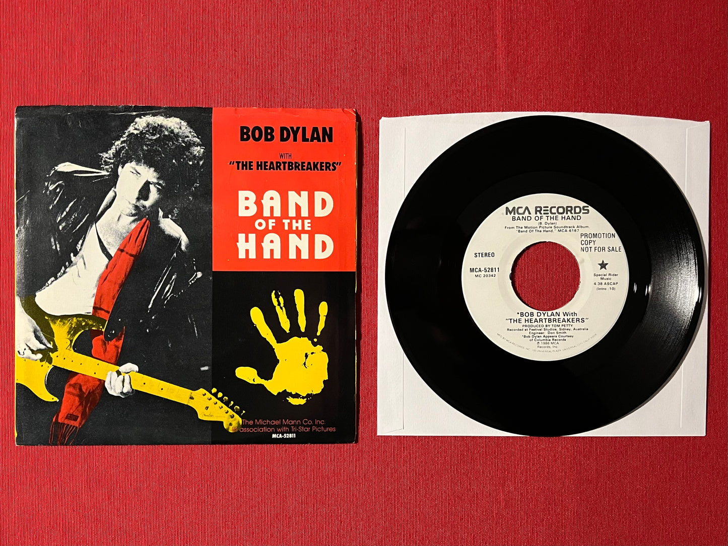 BOB DYLAN & HEARTBREAKERS- Band Of The Hand / White Label (PROMO) Copy 45 RPM RECORD