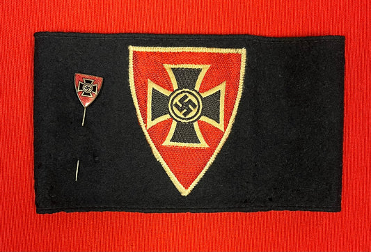WWll German NS-RKB “Veterans”Armband & Stick Pin + Display