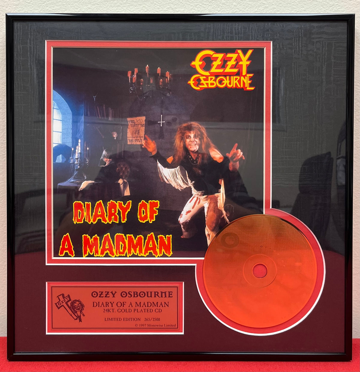 Ozzy Osbourne - 24KT Gold Plated CD (Limited Edition) Diary of a Madman 265 of 2500 1997