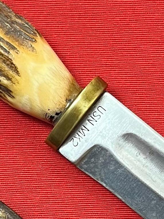 WW2 U.S.N MK2 KA-BAR Fighting Knife "Trench-Art" Theater Made #3