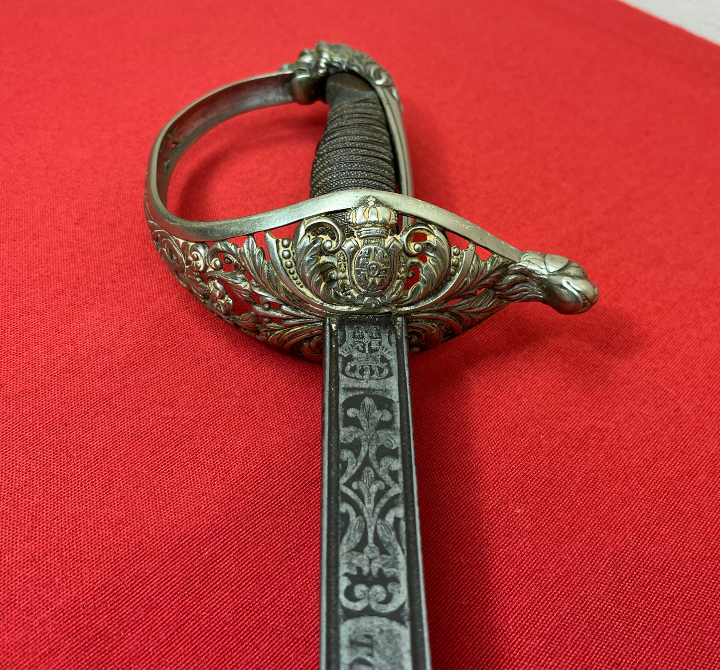 Pre-Spanish American War Spanish Officer’s (High Ranking) Silver Hilted Lions Head Sword Toledo Dated 1860