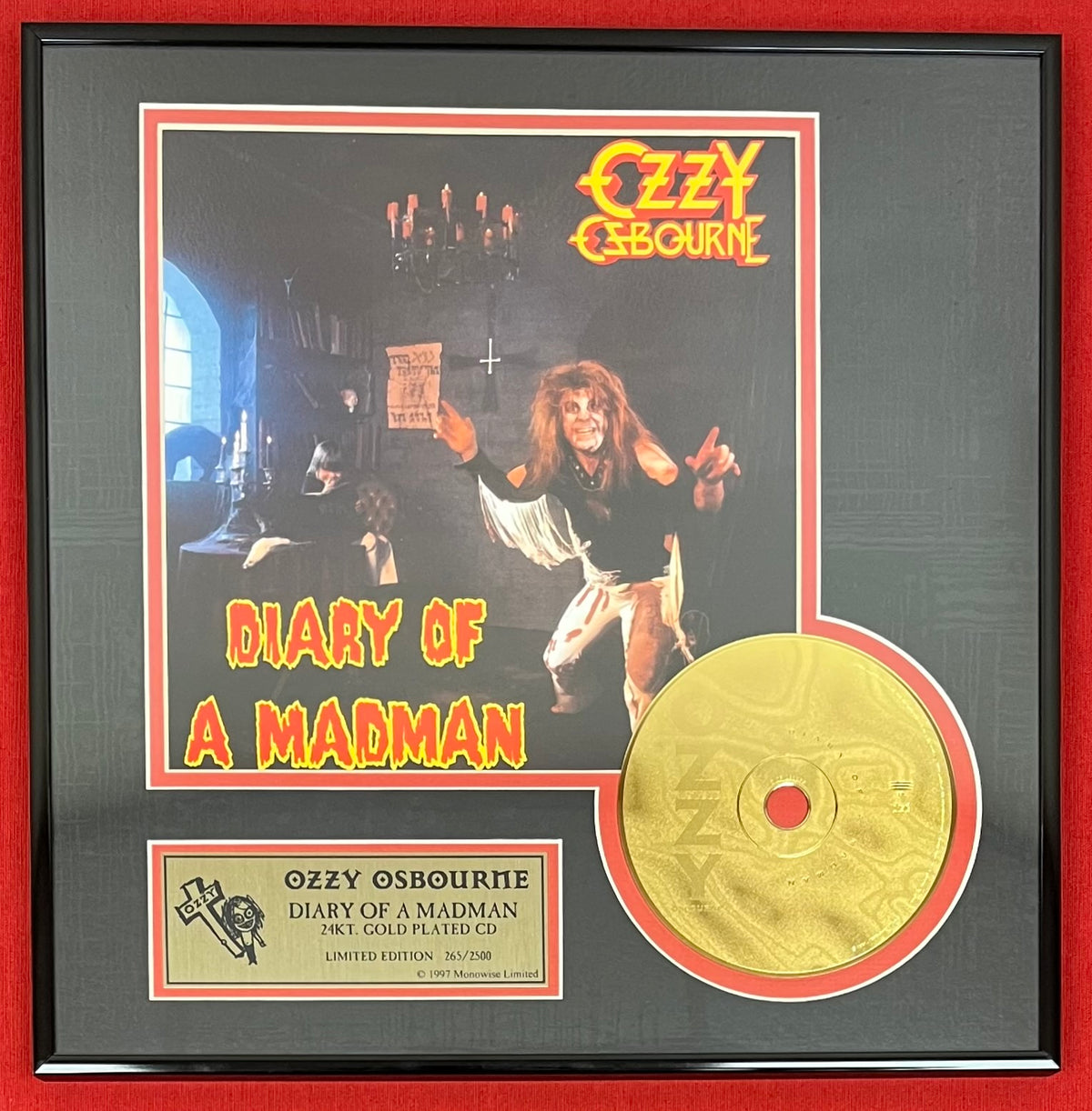 Ozzy Osbourne - 24KT Gold Plated CD (Limited Edition) Diary of a Madman 265 of 2500 1997