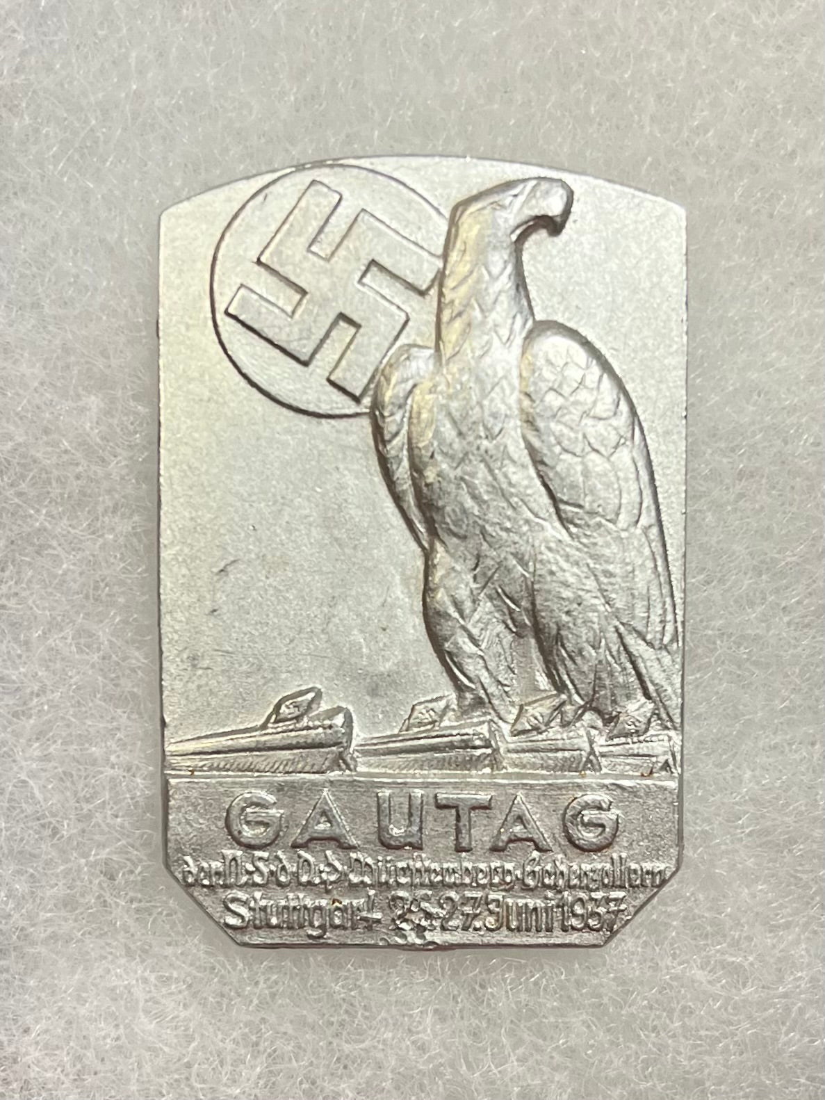Authentic WW2 Era German NSDAP (NAZI PARTY) 1937 Stuttgart Gautag Badge/Tinnie