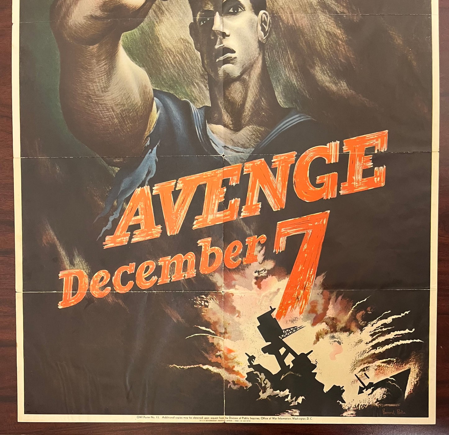 Original U.S. WWII 1942 Avenge December 7th (Pearl Harbor) OWI Propaganda Poster by Bernard Perlin - 22 x 28