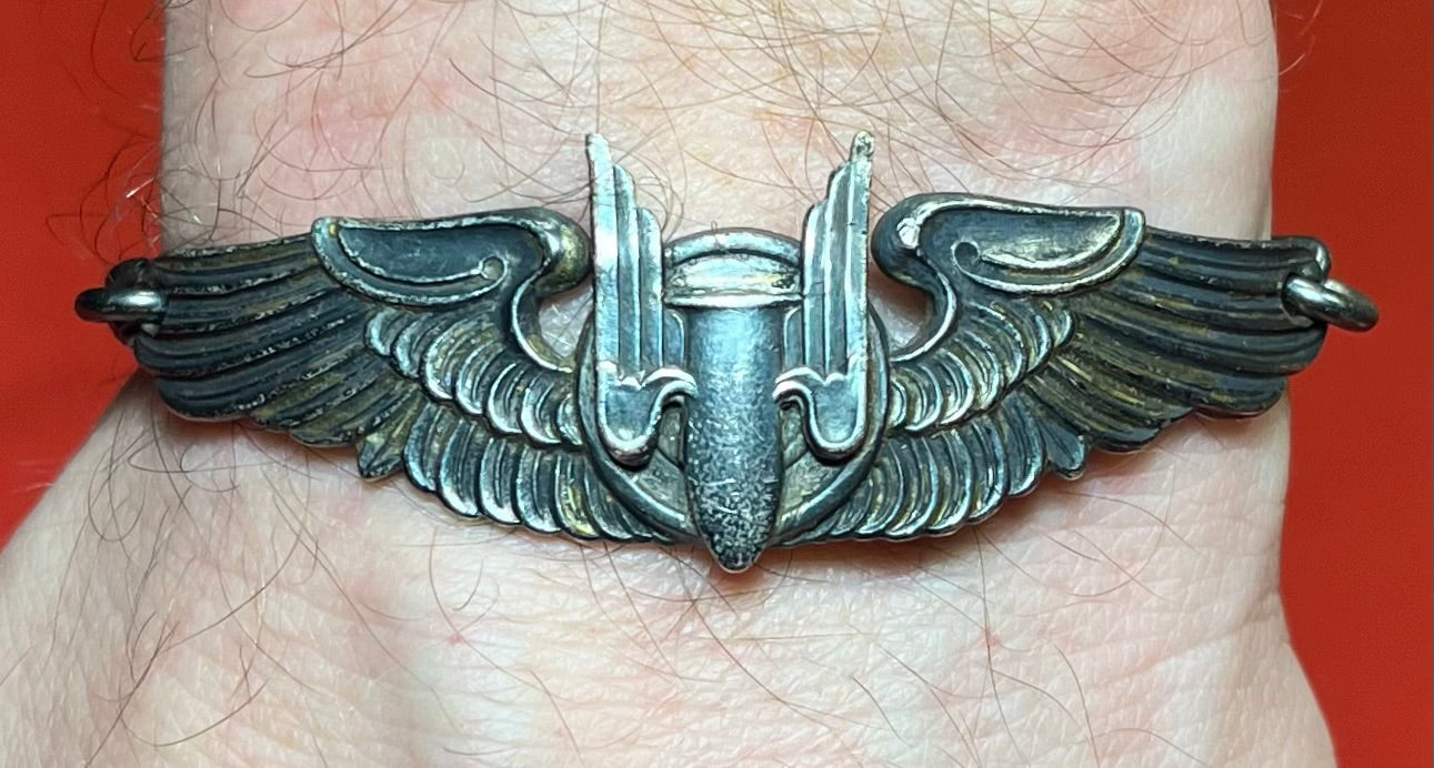 WWII USAAF 3” AERIAL GUNNER WINGS BRACELET - .925 STERLING