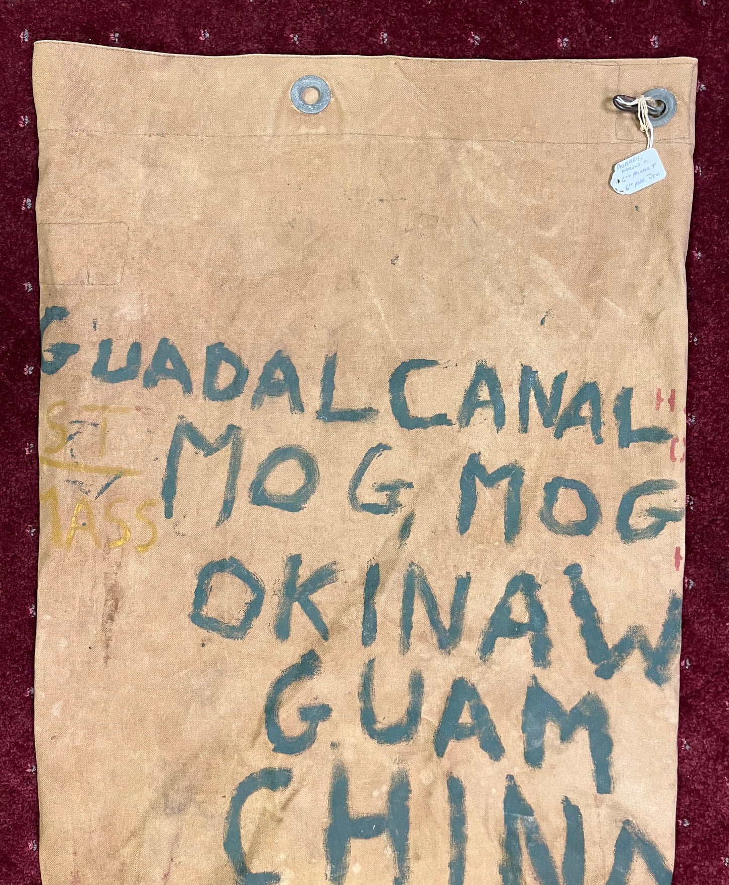 WW2 USMC “Painted” Seabag Guadalcanal/Okinawa ID H.T. Aubrey 6th Marine Div.