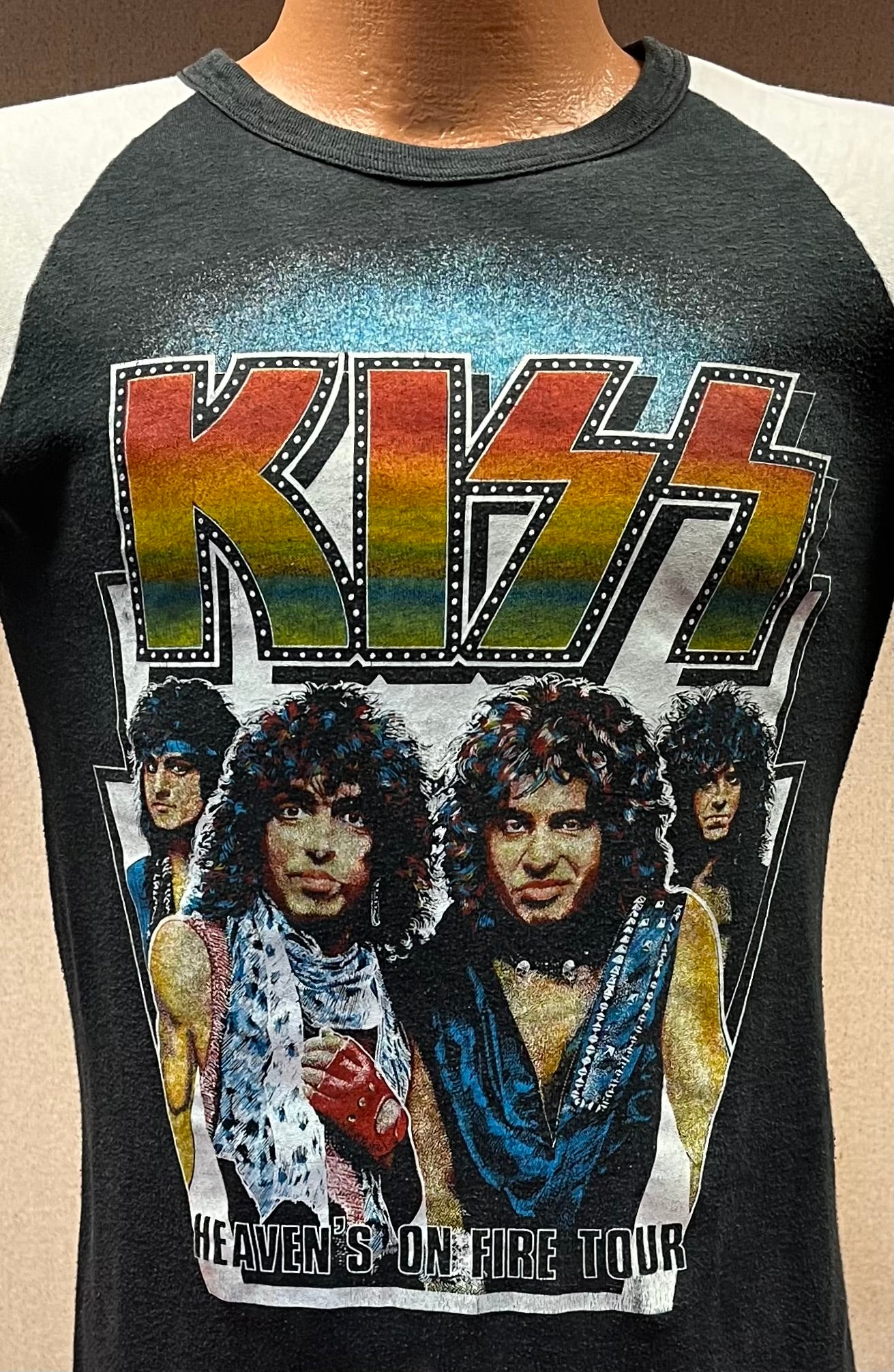 1980's Kiss - Heaven's On Fire Tour Concert Shirt 3/4 Sleeve - Original Single Stitch